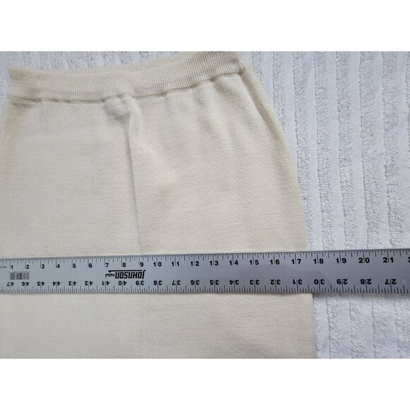 Martello Womens Merino Wool Acrylic Knitted Pencil Skirt Medium Cream Pull-On - Picture 5 of 6